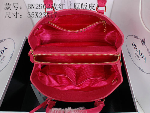 2014 Prada grainy calfskin tote bag BN2962 rosered for sale